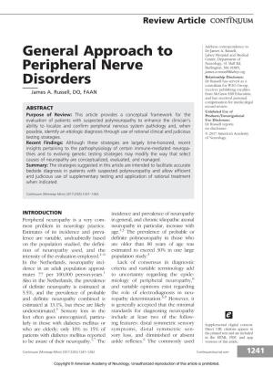 General Approach to Peripheral Nerve Disorders