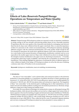 Effects of Lake–Reservoir Pumped-Storage Operations on Temperature and Water Quality