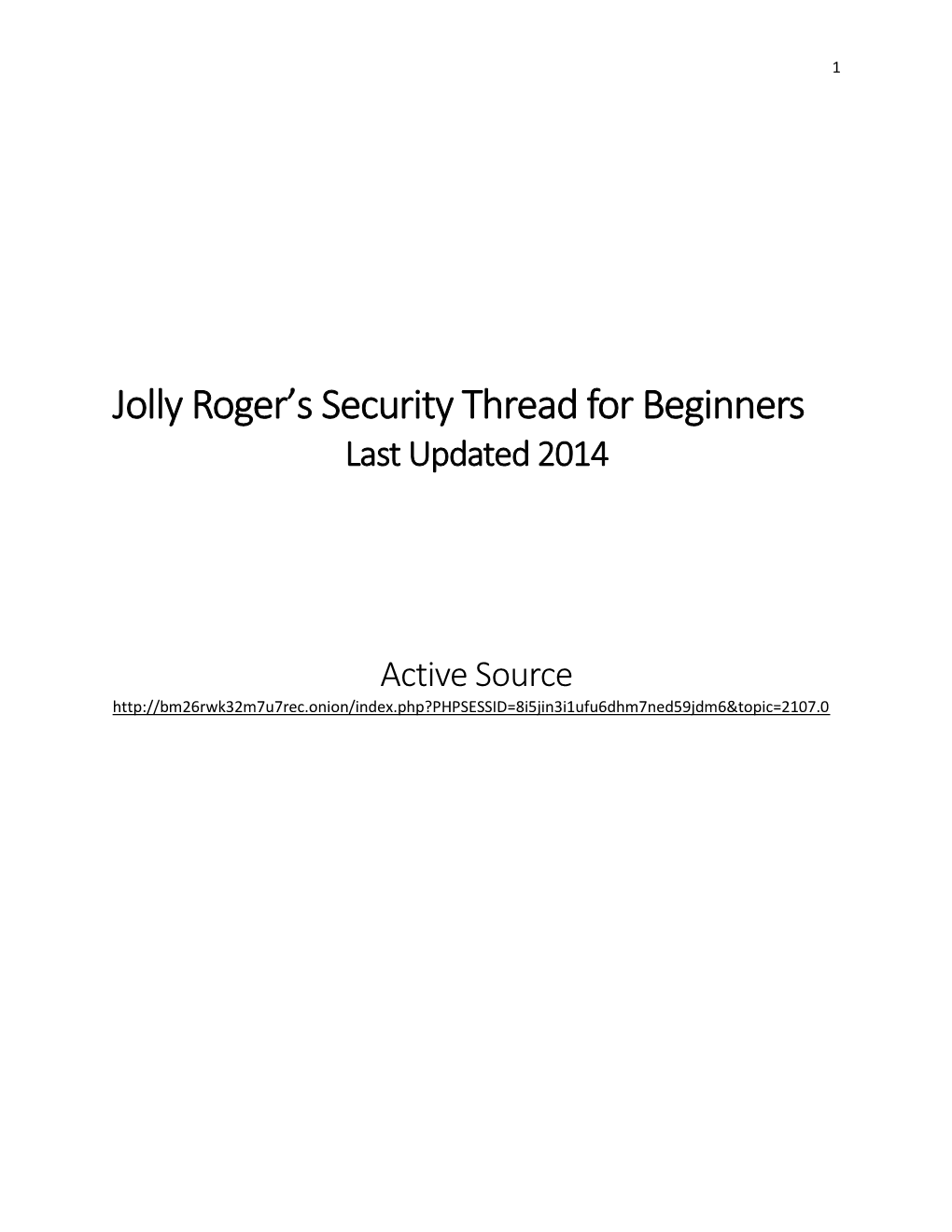 Jolly Roger's Security Thread for Beginners