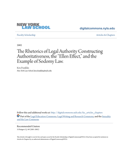 The Rhetorics of Legal Authority Constructing Authoritativeness, the “Ellen Effect,” and the Example of Sodomy Law