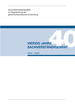 Tagungsband „40 Jahre Sachverständigenrat 1963