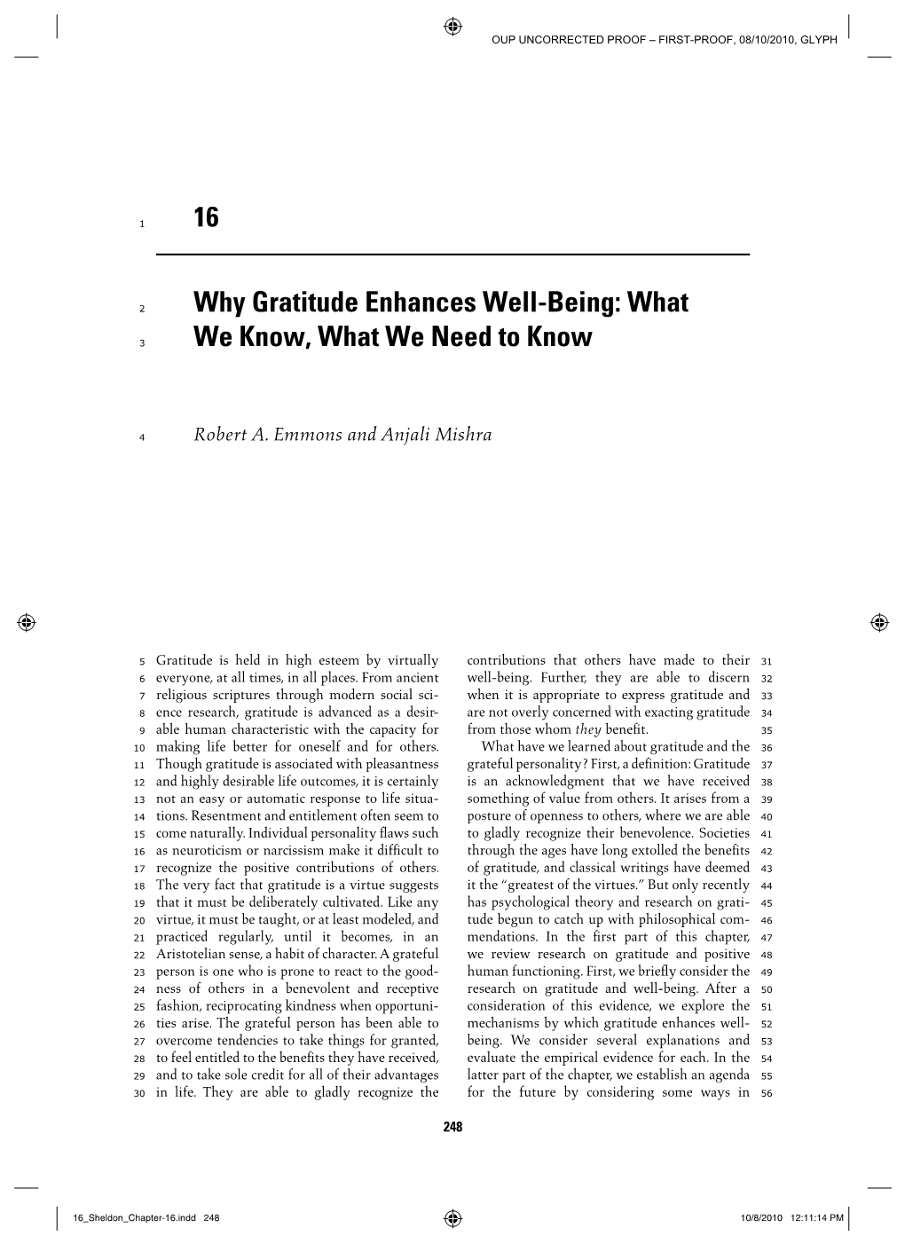 Why Gratitude Enhances Well-Being: What We Know, What We Need to Know