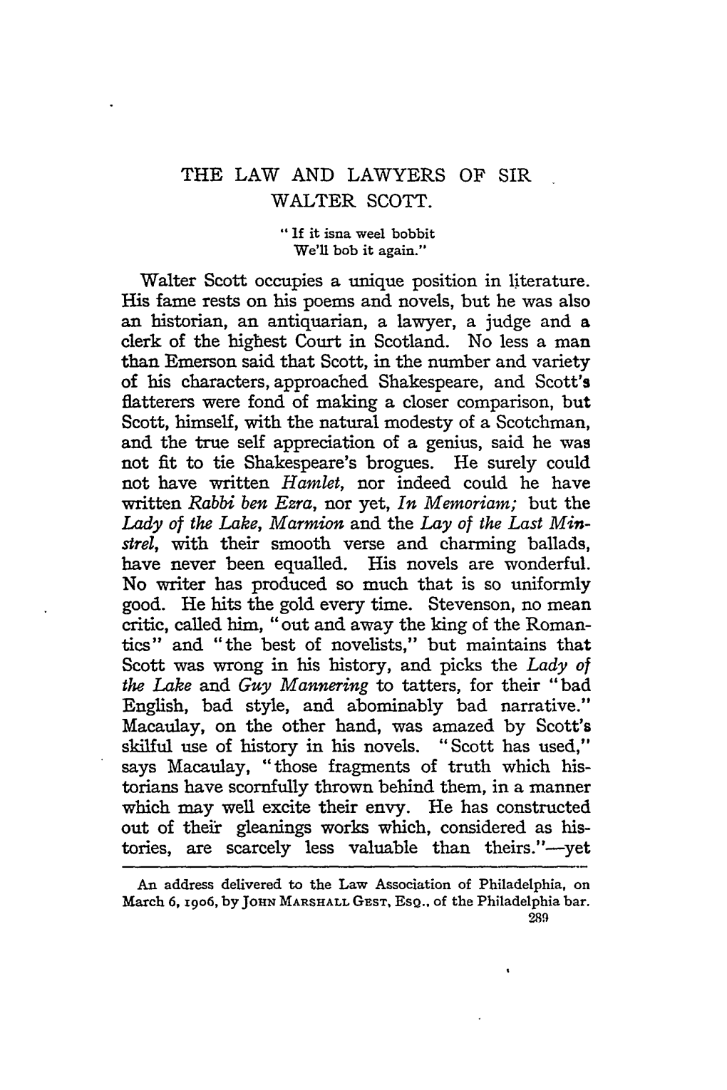 The Law and Lawyers of Sir Walter Scott