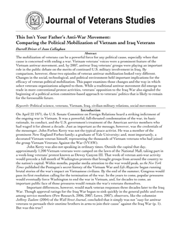 This Isn't Your Father's Anti-War Movement: Comparing the Political Mobilization of Vietnam and Iraq Veterans
