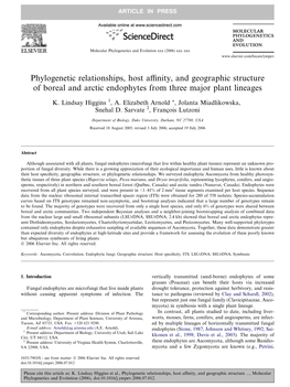 Phylogenetic Relationships, Host Affinity, and Geographic Structure Of