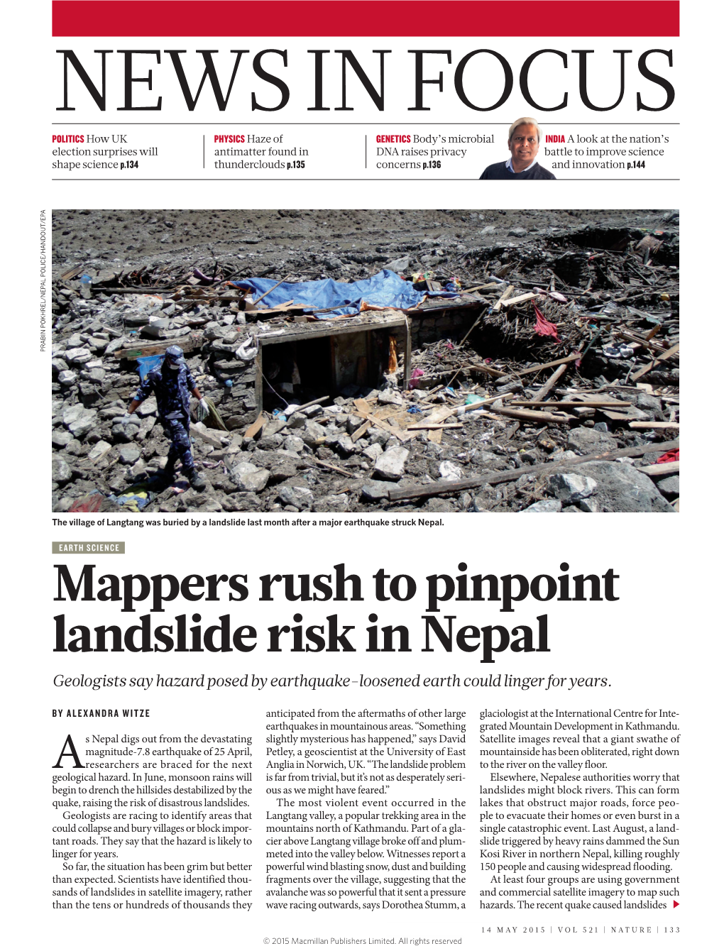 Mappers Rush to Pinpoint Landslide Risk in Nepal Geologists Say Hazard Posed by Earthquake-Loosened Earth Could Linger for Years