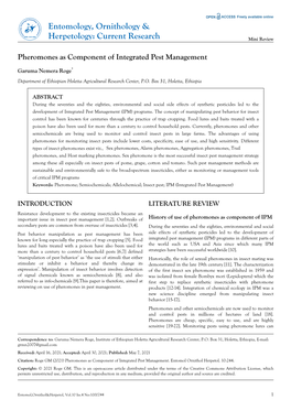 Pheromones As Component of Integrated Pest Management