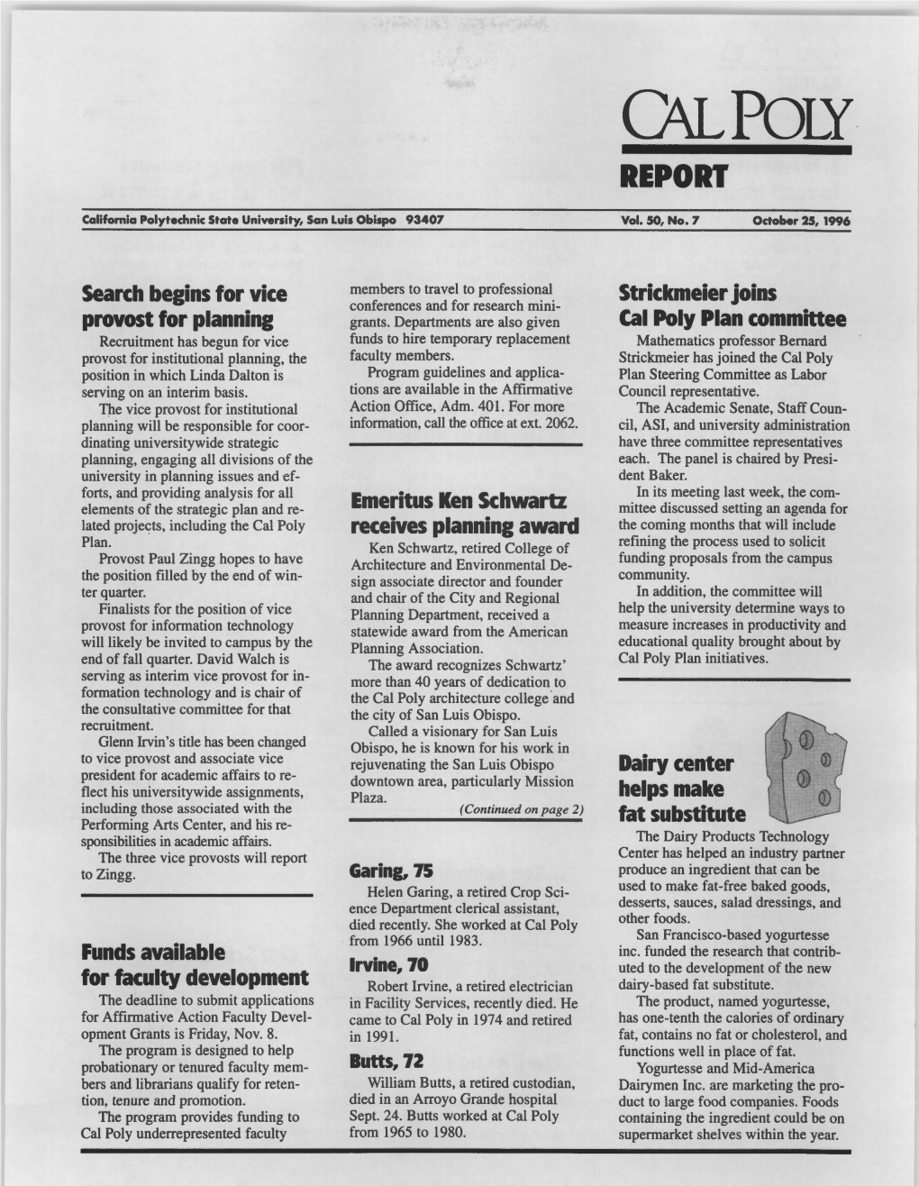 October 25, 1996 Cal Poly Report