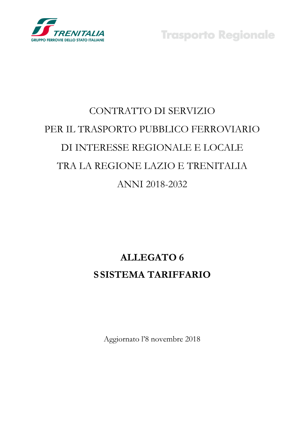 Aggiornamento Allegato 6 “Sistema Tariffario”