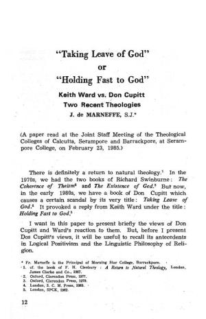 'Taking Leave of God' Or 'Holding Fast to God'