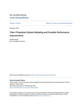 Titan I Propulsion System Modeling and Possible Performance Improvements