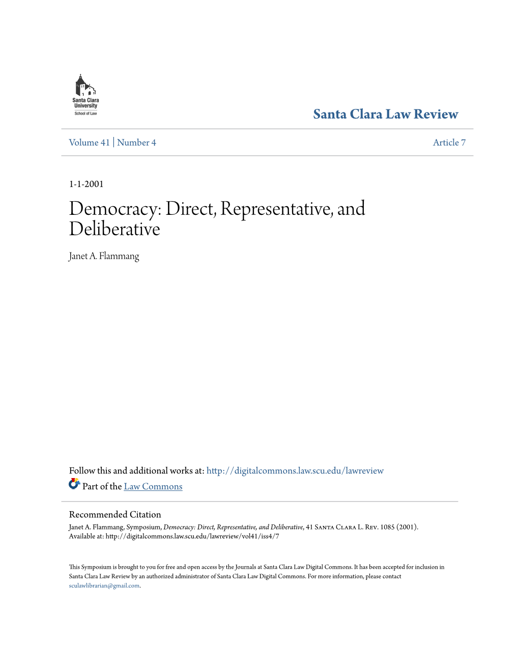 Democracy: Direct, Representative, and Deliberative Janet A