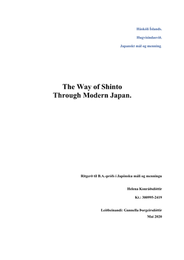 The Way of Shinto Through Modern Japan