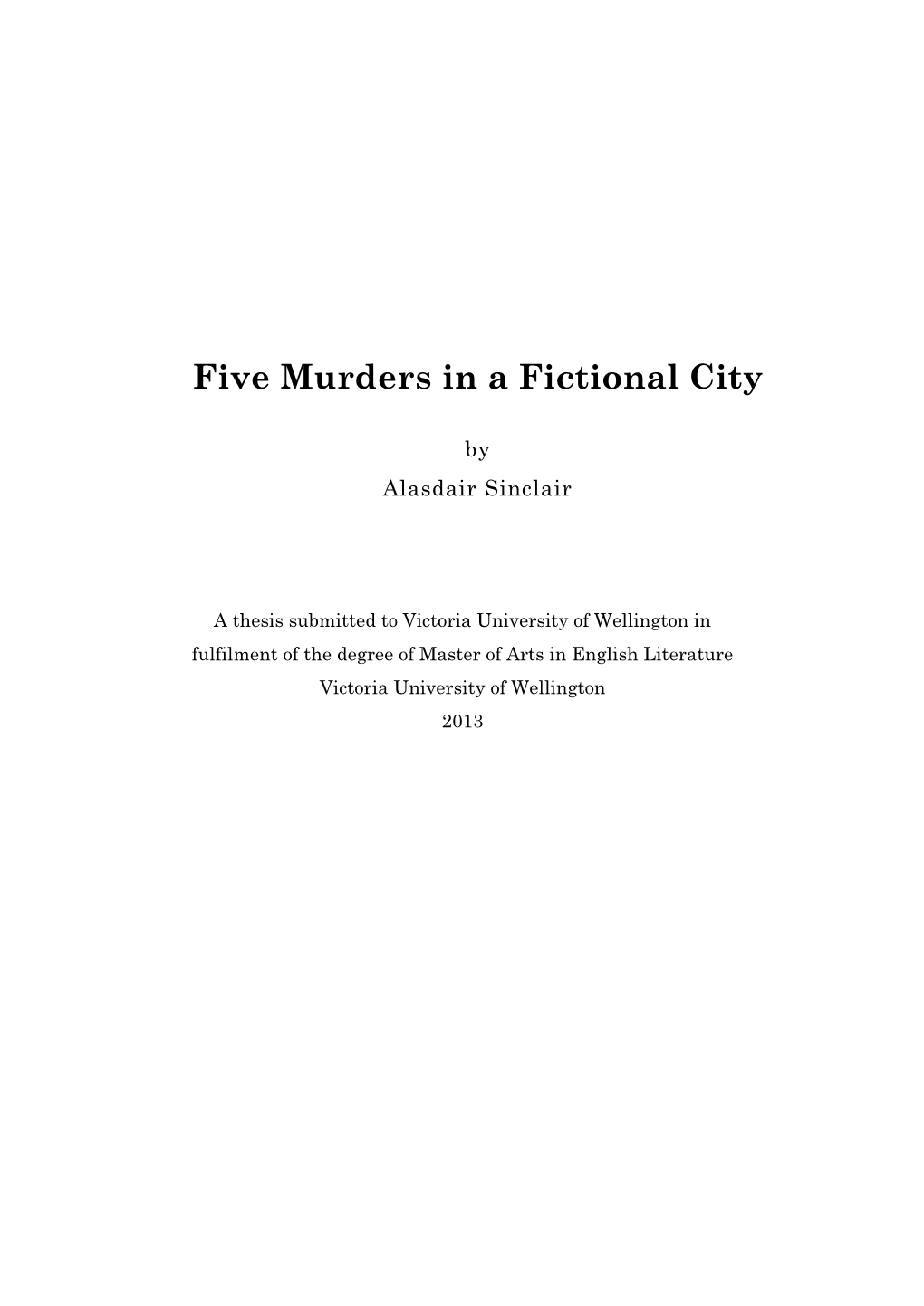 Five Murders in a Fictional City