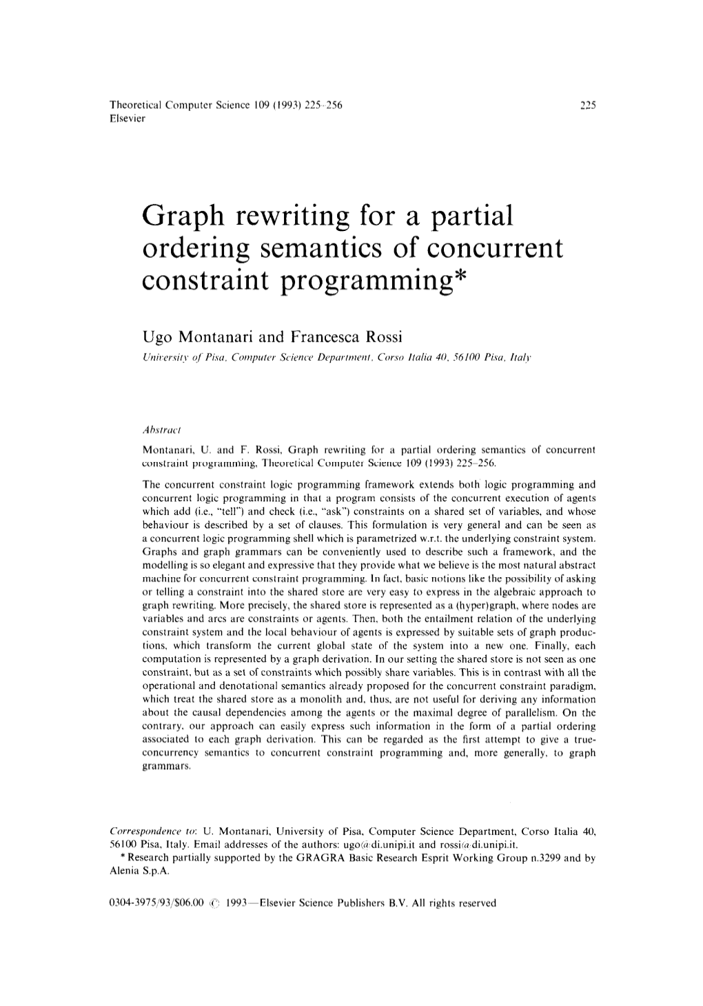 Graph Rewriting for a Partial Ordering Semantics of Concurrent Constraint Programming*