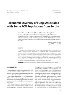 Taxonomic Diversity of Fungi Associated with Some PCN Populations from Serbia