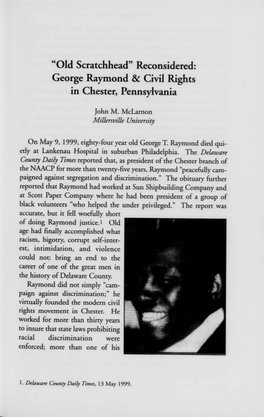 George Raymond & Civil Rights in Chester, Pennsylvania