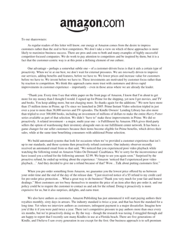 As Regular Readers of This Letter Will Know, Our Energy at Amazon Comes from the Desire to Impress Customers Rather Than the Zeal to Best Competitors
