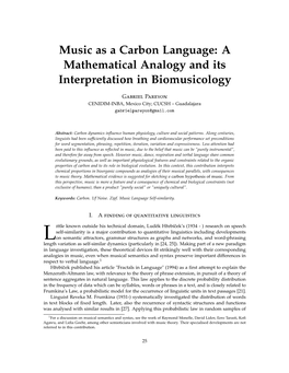Music As a Carbon Language: a Mathematical Analogy and Its Interpretation in Biomusicology