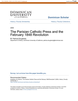 The Parisian Catholic Press and the February 1848 Revolution M