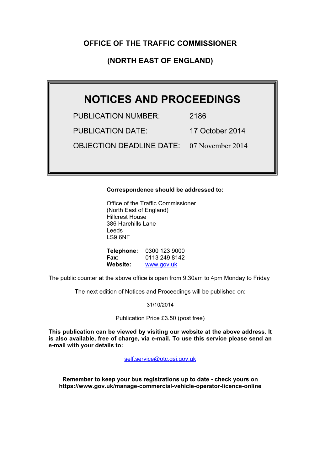 Notices and Proceedings 17 October 2014