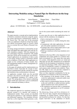 Interacting Modelica Using a Named Pipe for Hardware-In-The-Loop Simulation