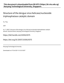 Structure of the Dengue Virus Helicase/Nucleoside Triphosphatase Catalytic Domain