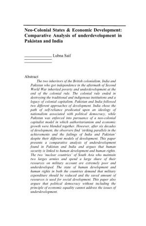 Neo-Colonial States & Economic Development: Comparative Analysis of Underdevelopment in Pakistan and India by Lubna