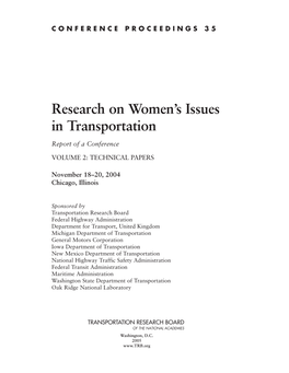 Research on Women's Issues in Transportation