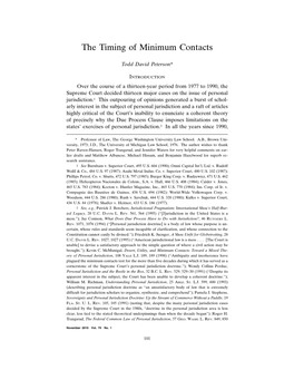 The Timing of Minimum Contacts