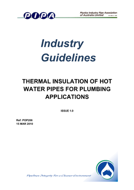 Thermal Insulation of Hot Water Pipes for Plumbing Applications