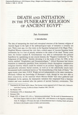 Death and Initiation in the Funerary Religion of Ancient Egypt*