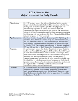 RCIA, Session #06: Major Heresies of the Early Church