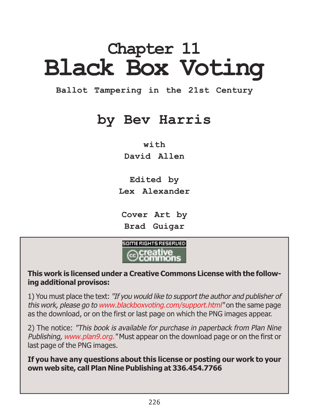 Black Box Voting Copyright ©2003, Bev Harris & David Allen