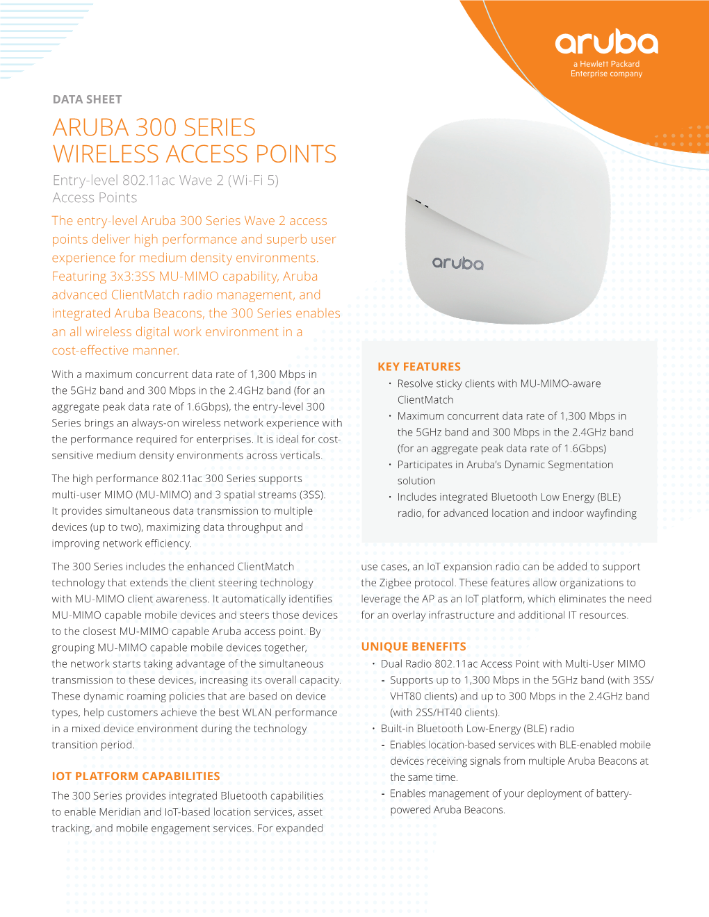 Aruba 300 Series Wireless Access Points Data Sheet