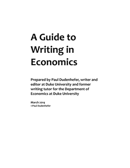 A Guide to Writing in Economics