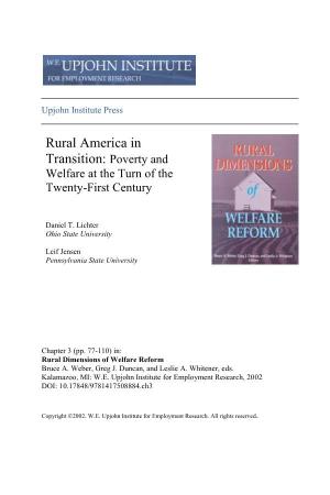 Rural America in Transition: Poverty and Welfare at the Turn of the Twenty-First Century