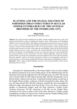 Planning and the Spatial Solution of Fortified Urban Structures in Secular Power Centres Built by the Livonian Brothers of the Sword (1202–1237)