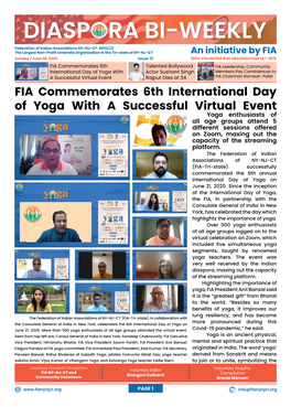 FIA Commemorates 6Th International Day of Yoga with a Successful
