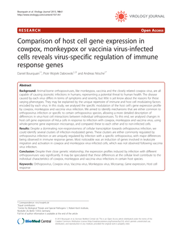 Comparison of Host Cell Gene Expression in Cowpox, Monkeypox Or Vaccinia Virus-Infected Cells Reveals Virus-Specific Regulation