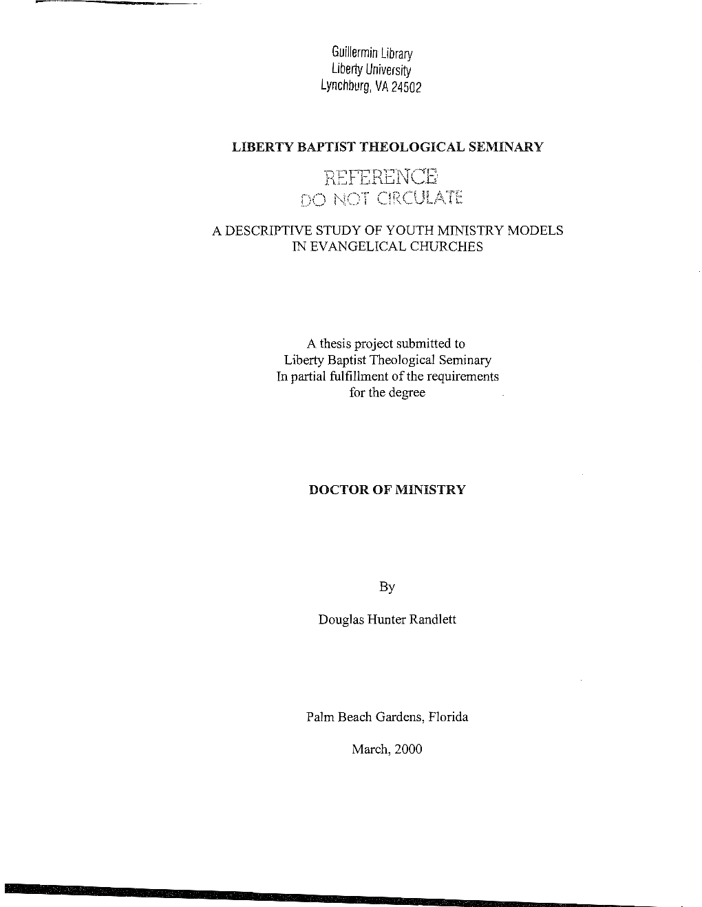 A Descriptive Study of Youth Ministry Models in Evangelical Churches