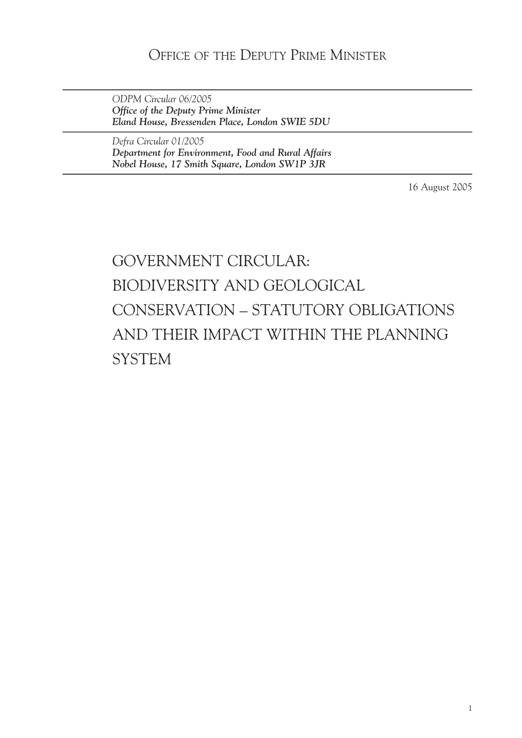 Government Circular: Biodiversity and Geological Conservation – Statutory Obligations and Their Impact Within the Planning System