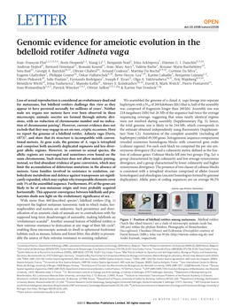 Genomic Evidence for Ameiotic Evolution in the Bdelloid Rotifer Adineta Vaga
