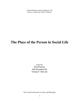 The Place of the Person in Social Life