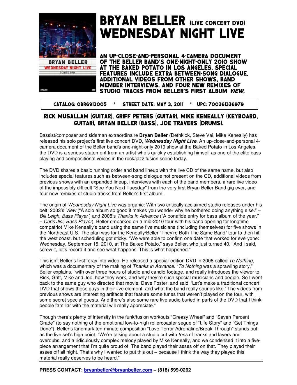 A PDF of the Promotional One-Sheet for the Wednesday Night Live