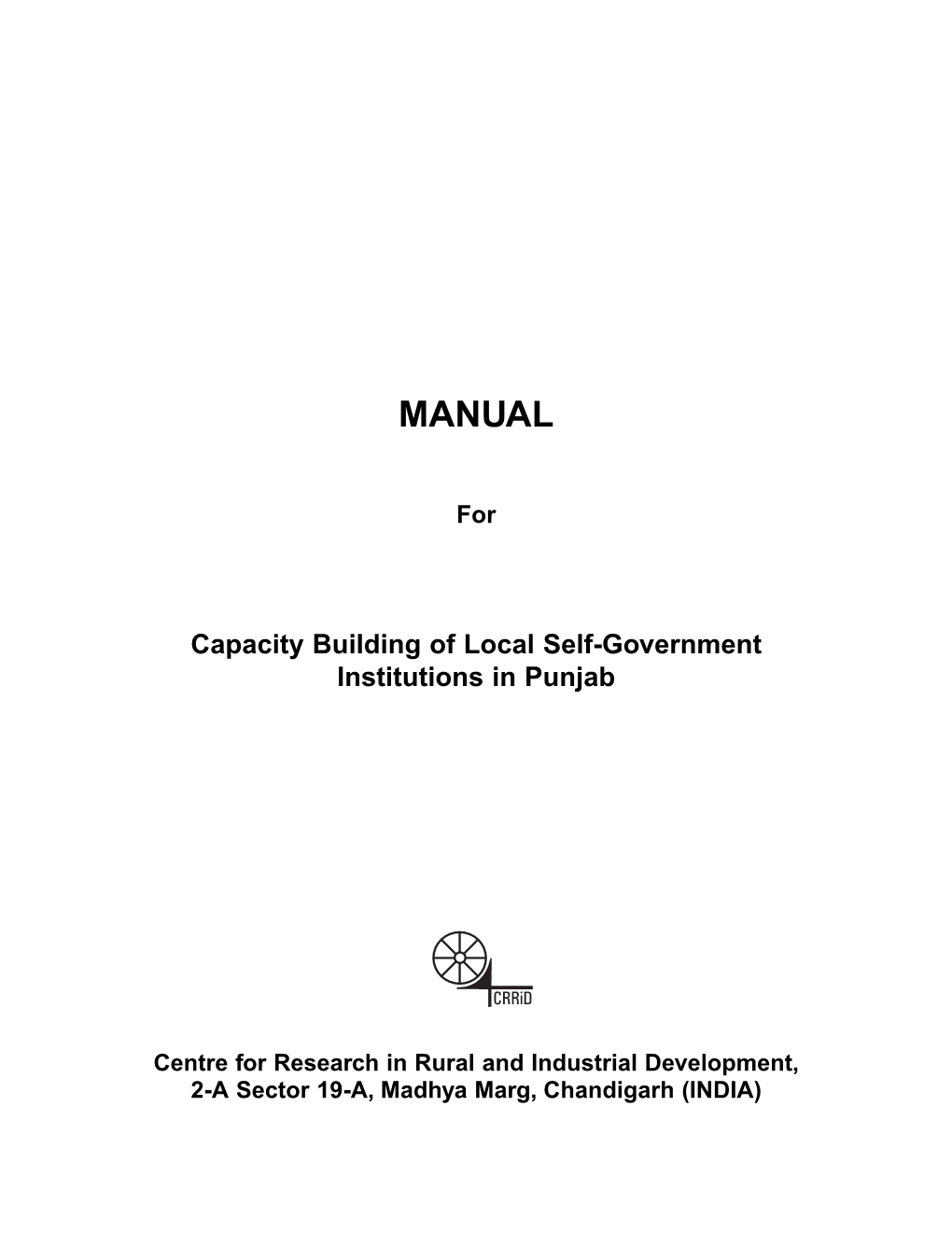 Manual for Capacity Building of Local Self Government Institutions in Punjab
