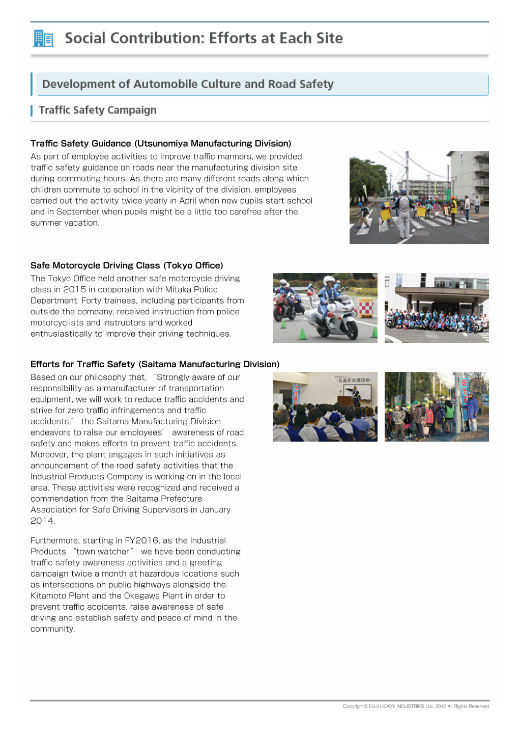 Traffic Safety Guidance (Utsunomiya Manufacturing Division) Safe