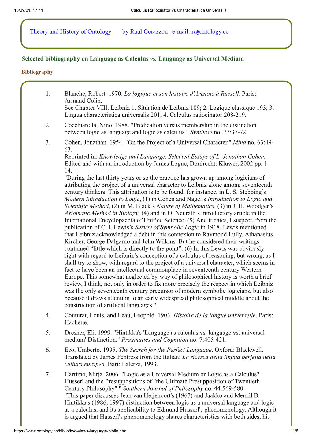 Calculus Ratiocinator Vs Characteristica Universalis