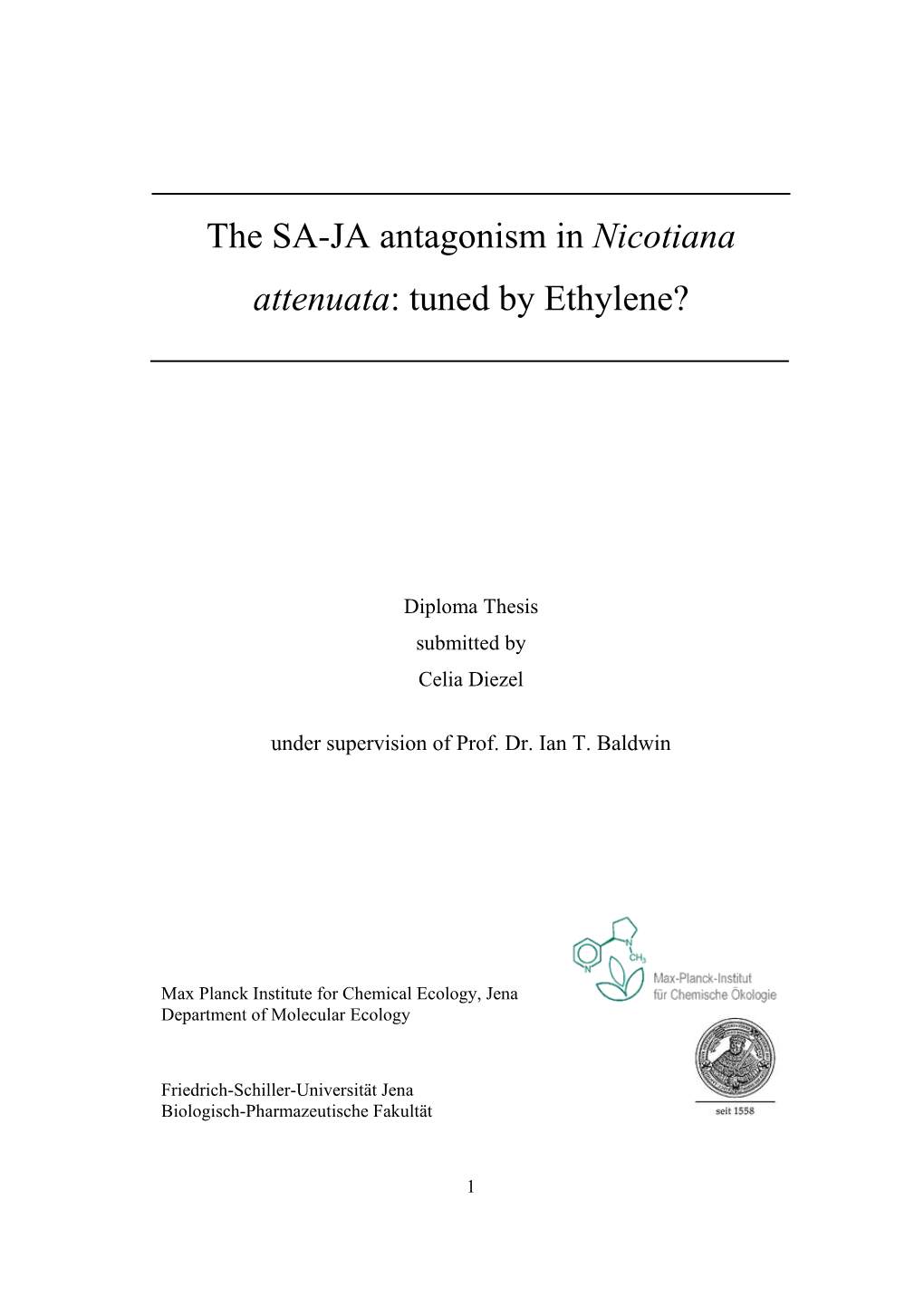 The SA-JA Antagonism in Nicotiana Attenuata: Tuned by Ethylene?