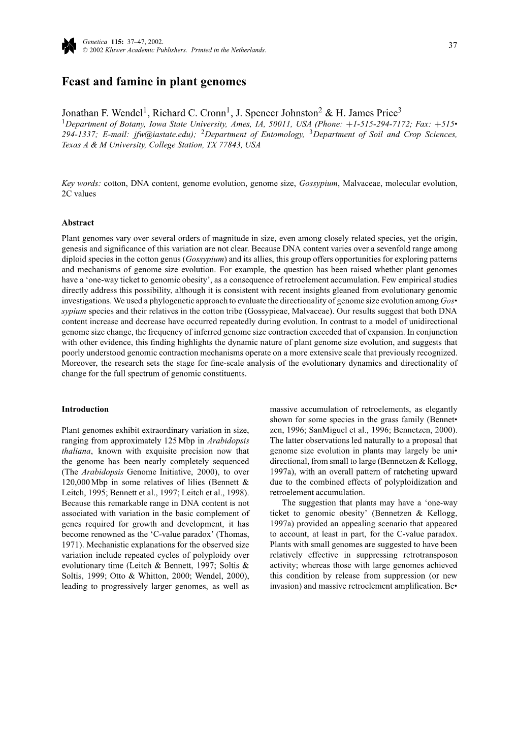 Feast and Famine in Plant Genomes